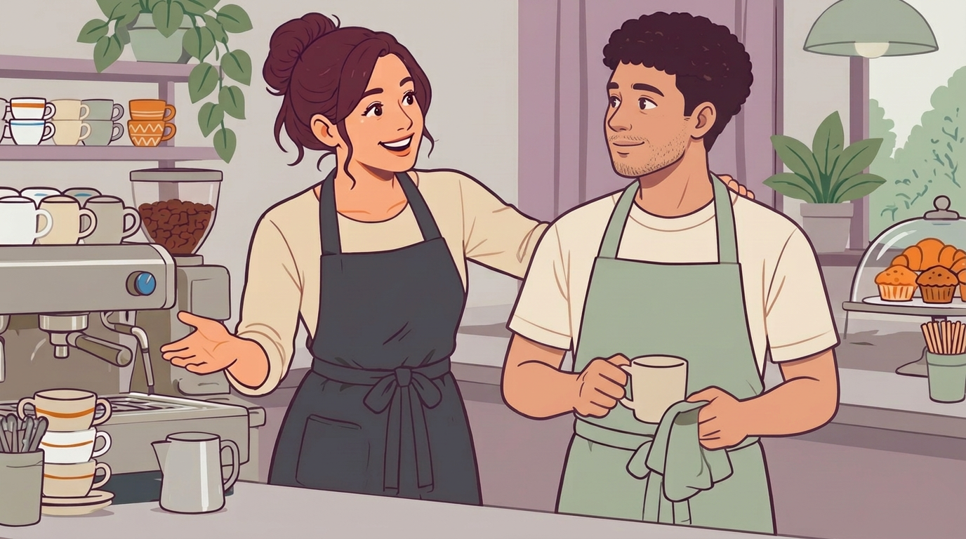 PlayToWork scene: a hotel front desk